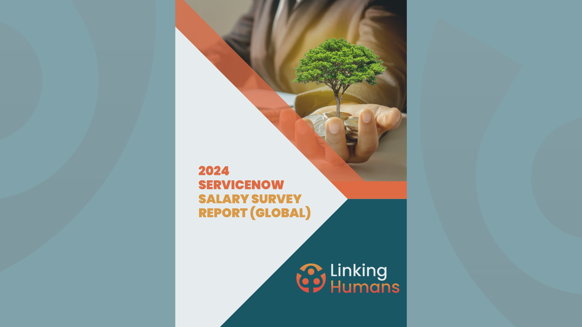 2024 ServiceNow Global Salary Survey Report cover with a tree sprouting from coins, symbolizing financial growth and career opportunities